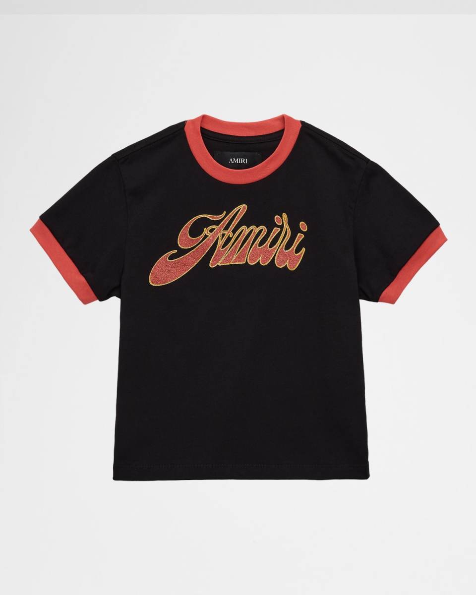 Kid's Groovy Logo-Print Ringer T-Shirt, Size 4-12